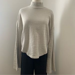 Free People Mock Neck Long Sleeve Keyhole Back Top